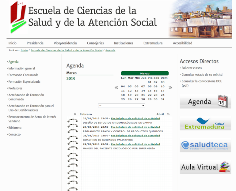 Convocatoria 2018 Programa de Formacin de la Escuela de Ciencias de la Salud de Extremadura
