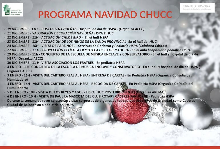 Programa Navidad del Complejo Hospitalario Universitario de Cceres