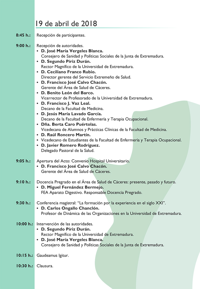 Acto Institucional de presentación del Complejo Hospitalario de Cáceres como Hospital Universitario