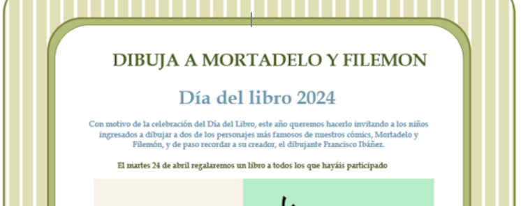 Dibuja a Mortadelo y Filemn Da del Libro 2024 en el Aula Hospitalaria Dibuja a Mortadelo y Filemn Da del Libro 2024 en el Aula Hospitalaria