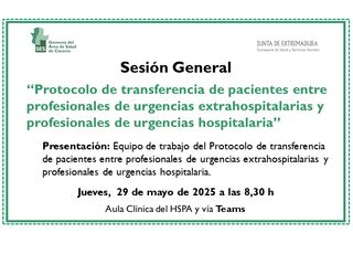 Protocolo de transferencia de pacientes entre profesionales de urgencias extrahospitalarias y profesionales de urgencias hospitalaria