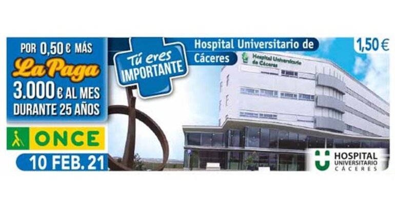 El Hospital Universitario de Cceres protagoniza el cupn de la ONCE 