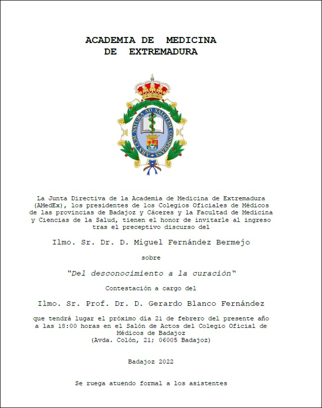 Invitación discurso entrada Academia Miguel Fernández Bermejo